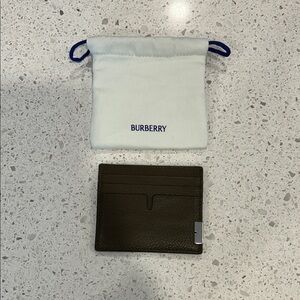 Burberry Dark Brown Leather Slim Card Holder Wallet